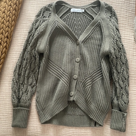 Jonathan Simkhai Adeline Cardigan Sweater Open Knit Button Front Size Small - Picture 5 of 7